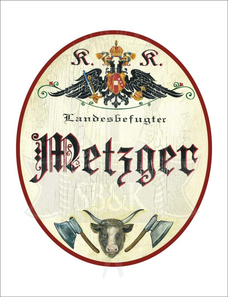 Holzschild &quot;Metzger&quot; Schildermanufaktur Bilderwerkstatt Kunsthandwerk